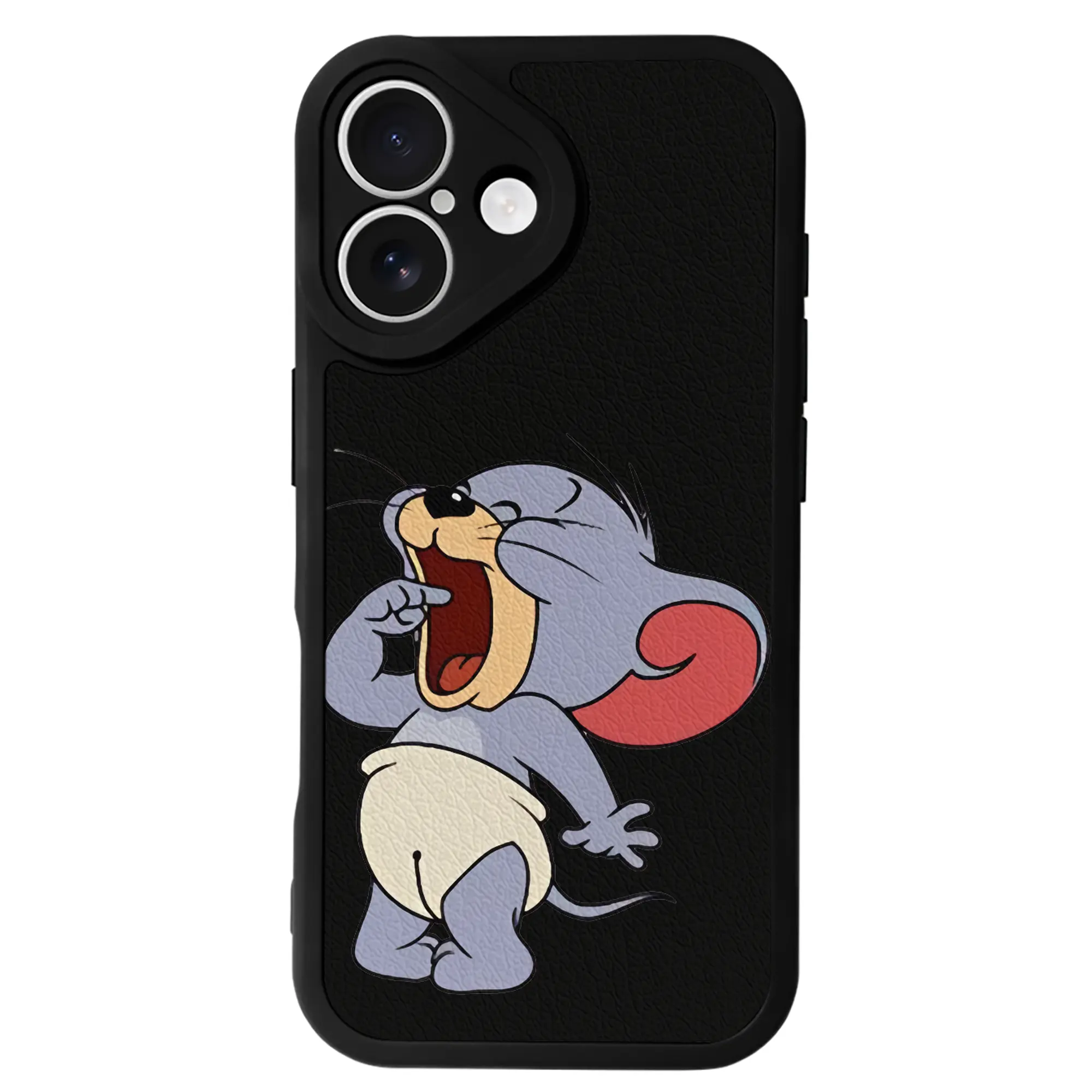 トムとジェリー グッズ タフィー - IPhone 16シリーズ対応 ・ シリコンスマホケース ・ レザー調 ・ 高精度フィット ・ 耐衝撃 ・ ワイヤレス充電対応 ・ 精密カット